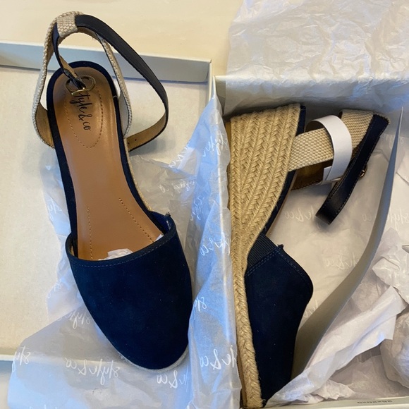 Style & Co. Shoes - Espadrilles Navy blue faux suede BUCKLE closure.